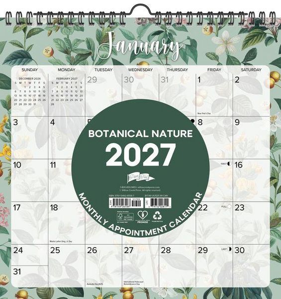 Produktbild: Botanical Nature 2027 12 X 12 Spiral Wall Calendar