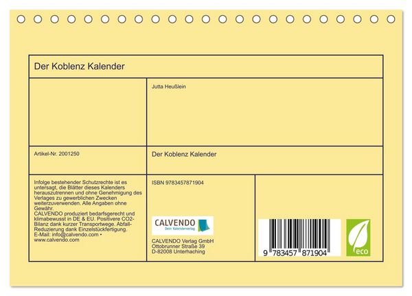 Produktbild: Der Koblenz Kalender (Tischkalender 2026 DIN A5 quer), CALVENDO Monatskalender