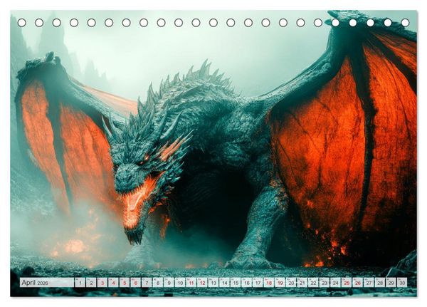 Produktbild: M&Auml;CHTIGE DRACHEN Mystische Wesen (Tischkalender 2026 DIN A5 quer), CALVENDO Monatskalender