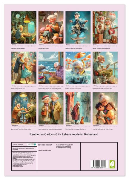 Produktbild: Rentner im Cartoon-Stil - Lebensfreude im Ruhestand (hochwertiger Premium Wandkalender 2026 DIN A2 hoch), Kunstdruck in Hochglanz