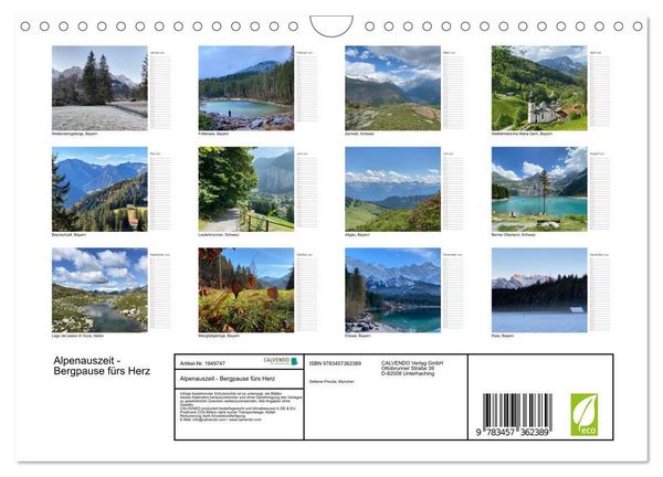 Produktbild: Alpenauszeit - Bergpause f&uuml;rs Herz (Wandkalender 2026 DIN A4 quer), CALVENDO Monatskalender