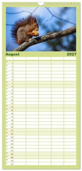 Produktbild: Familienplaner 2027 - Tierkalender 2027 mit 5 Spalten (Wandkalender, 21 x 45 cm) CALVENDO