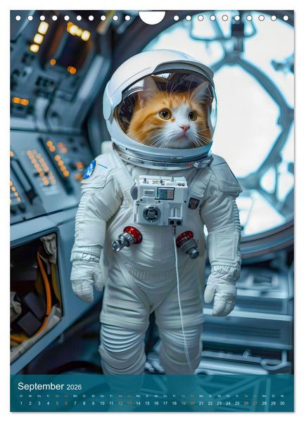 Produktbild: Katzen im All - Katzenastronauten im Kosmos (Wandkalender 2026 DIN A4 hoch), CALVENDO Monatskalender