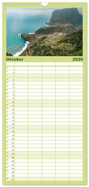 Produktbild: Familienplaner 2026 - Madeira - Paradies im Atlantik mit 5 Spalten (Wandkalender, 21 x 45 cm) CALVENDO