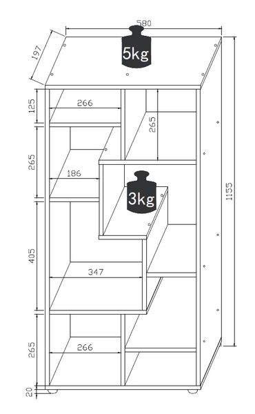 Produktbild: Holz Stand Regal Raumteiler B&uuml;cherregal Lanisa M