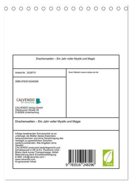 Produktbild: Drachenwelten &ndash; Ein Jahr voller Mystik und Magie (Tischkalender 2026 DIN A5 hoch), CALVENDO Monatskalender