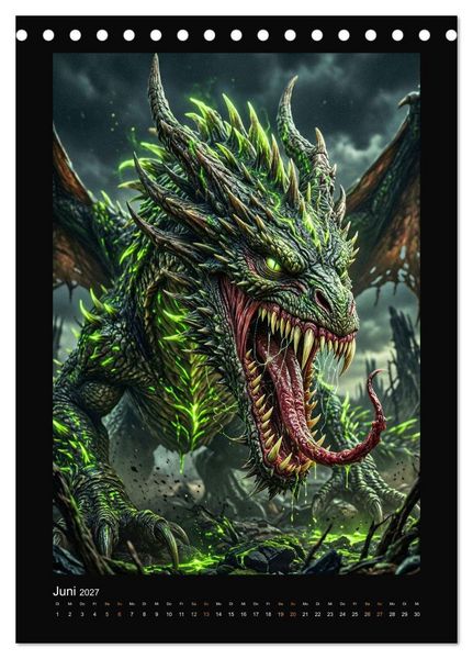 Produktbild: Drachen - Magische Herrscher, Dark‑Fantasy Wandkalender (Tischkalender 2027 DIN A5 hoch), CALVENDO Monatskalender