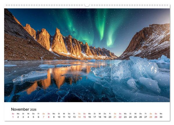 Produktbild: Aurora Borealis - Polarlicht Nordlicht (hochwertiger Premium Wandkalender 2026 DIN A2 quer), Kunstdruck in Hochglanz