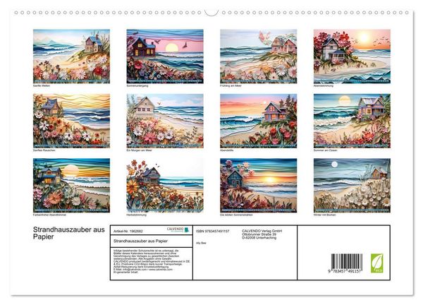 Produktbild: Strandhauszauber aus Papier (hochwertiger Premium Wandkalender 2026 DIN A2 quer), Kunstdruck in Hochglanz