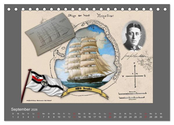 Produktbild: 500 Jahre unter Segeln - von der GOLDEN HIND zur KERSHONES (Tischkalender 2026 DIN A5 quer), CALVENDO Monatskalender
