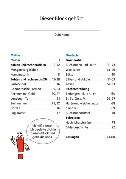 Produktbild: Mathe und Deutsch 1. Klasse &Uuml;bungsblock