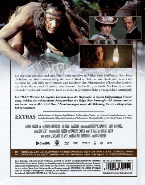 Produktbild: Greystoke - Die Legende von Tarzan, Herr der Affen - Mediabook (Blu-ray+DVD)