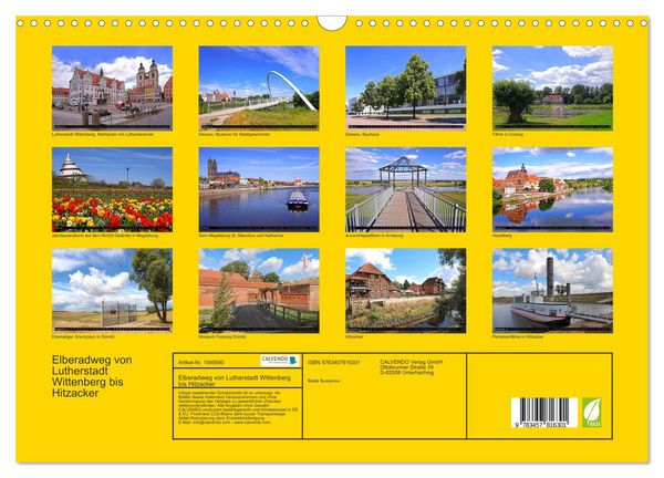 Produktbild: Elberadweg von Lutherstadt Wittenberg bis Hitzacker (Wandkalender 2026 DIN A3 quer), CALVENDO Monatskalender