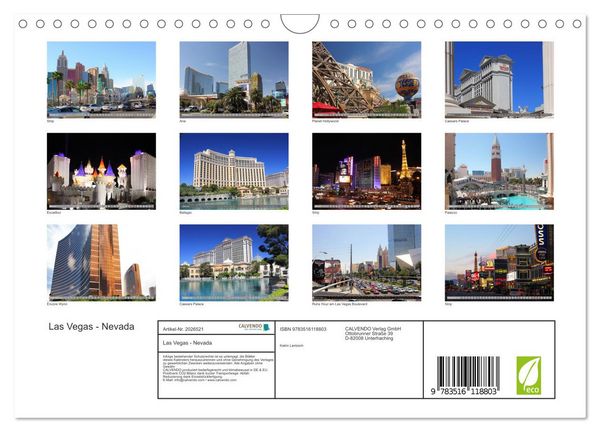 Produktbild: Las Vegas - Nevada (Wandkalender 2026 DIN A4 quer), CALVENDO Monatskalender