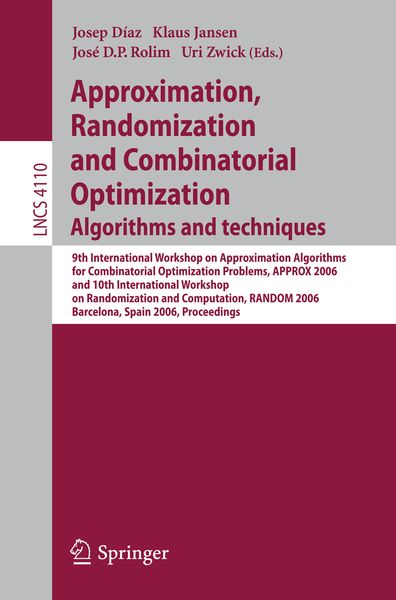 Produktbild: Approximation, Randomization, and Combinatorial Optimization. Algorithms and Techniques