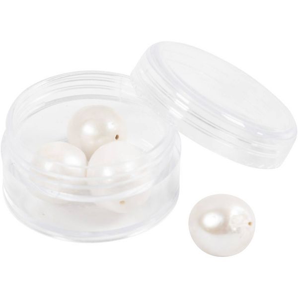 Produktbild: Creativ Company S&uuml;&szlig;wasserperlen, L&auml;ngs perforiert, D 13-14 mm, Lochgr&ouml;&szlig;e 0,8 mm, Perlmutt, 4 Stk