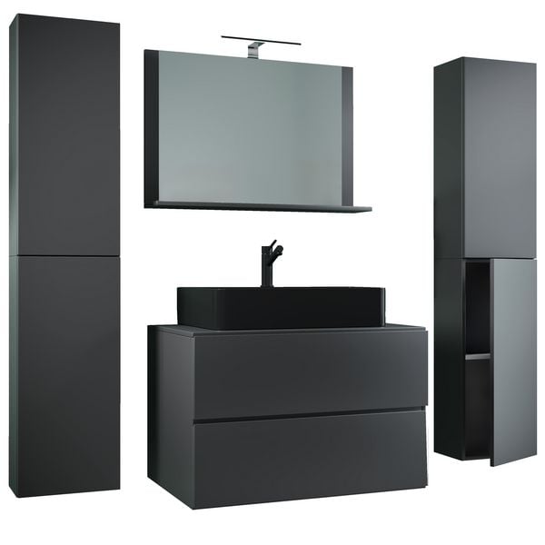 Produktbild: 5-tlg Waschtisch Badm&ouml;bel 80cm Lendas XL Schublade