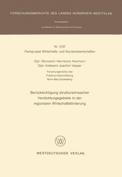 Produktbild: Ber&uuml;cksichtigung strukturschwacher Verdichtungsgebiete in der regionalen Wirtschaftsf&ouml;rderung