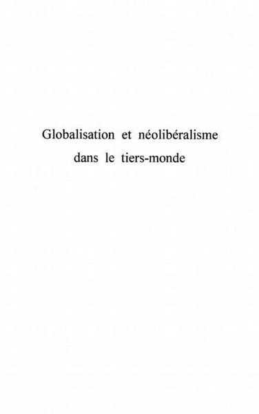 Produktbild: Globalisation et neoliberalisme dans le