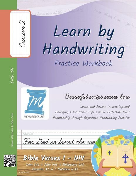 Produktbild: Handwriting Practice Workbook - Bible Verses 1 - NIV - Cursive, Level 2