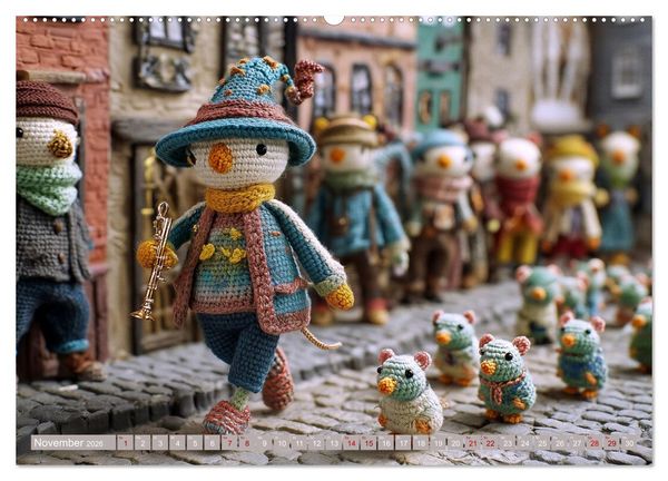 Produktbild: Amigurumi M&auml;rchenstunde nach den Gebr&uuml;dern Grimm (Wandkalender 2026 DIN A2 quer), CALVENDO Monatskalender