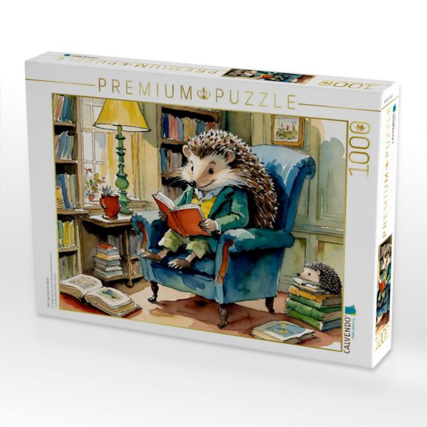 Produktbild: CALVENDO Puzzle Herr Igel liest ein Buch | 1000 Teile Lege-Gr&ouml;&szlig;e 64x48cm Foto-Puzzle f&uuml;r gl&uuml;ckliche Stunden