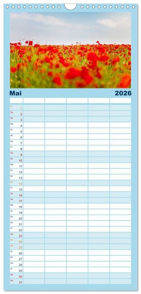 Produktbild: Familienplaner 2026 - Berg, Land und Meer - Eine Reise durch die Landschaften mit 5 Spalten (Wandkalender, 21 x 45 cm) CALVENDO