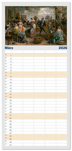 Produktbild: Familienplaner 2026 - Party Time - Das Fest in der Kunst mit 5 Spalten (Wandkalender, 21 x 45 cm) CALVENDO