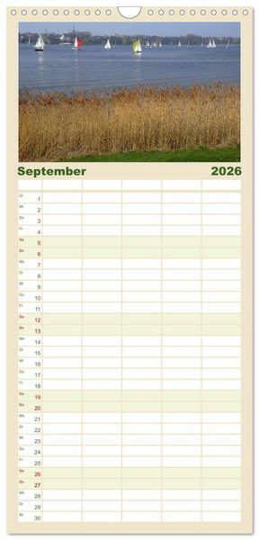 Produktbild: Familienplaner 2026 - Alsteransichten in Hamburg mit 5 Spalten (Wandkalender, 21 x 45 cm) CALVENDO