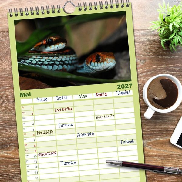 Produktbild: Familienplaner 2027 - Schlangen mit 5 Spalten (Wandkalender, 21 x 45 cm) CALVENDO