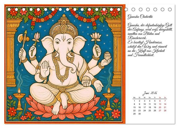 Produktbild: G&ouml;tterwelten des Hinduismus (Tischkalender 2026 DIN A5 quer), CALVENDO Monatskalender