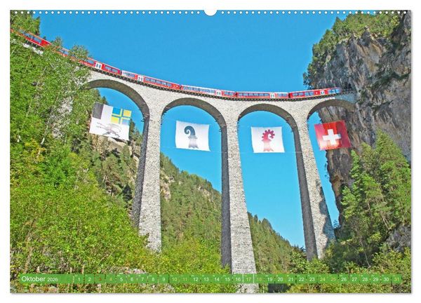 Produktbild: Im Zug durch Schweizer Berge (hochwertiger Premium Wandkalender 2026 DIN A2 quer), Kunstdruck in Hochglanz