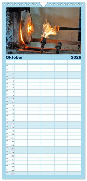 Produktbild: Familienplaner 2026 - Glasblasen filigranes Handwerk mit 5 Spalten (Wandkalender, 21 x 45 cm) CALVENDO