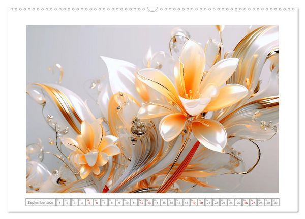 Produktbild: Eleganz in Gold und Orange (hochwertiger Premium Wandkalender 2026 DIN A2 quer), Kunstdruck in Hochglanz