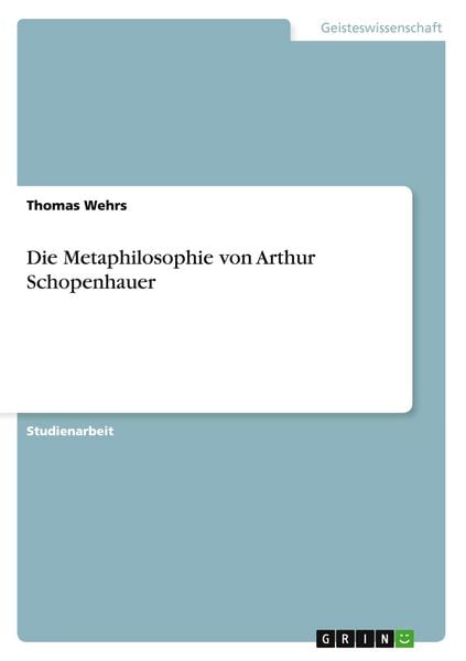 Produktbild: Die Metaphilosophie von Arthur Schopenhauer