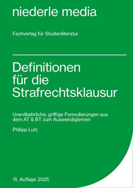 Produktbild: Definitionen f&uuml;r die Strafrechtsklausur