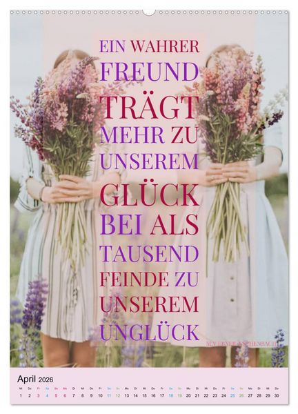 Produktbild: Freundschaft Weisheiten und Zitate (Wandkalender 2026 DIN A2 hoch), CALVENDO Monatskalender
