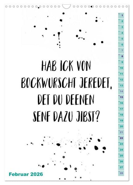 Produktbild: BERLINERISCH Lustige Spr&uuml;che (Wandkalender 2026 DIN A3 hoch), CALVENDO Monatskalender