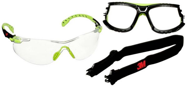 3M Solus S1201SGAF-TSKT Schutzbrille mit Antibeschlag-Schutz Grün, Schwarz