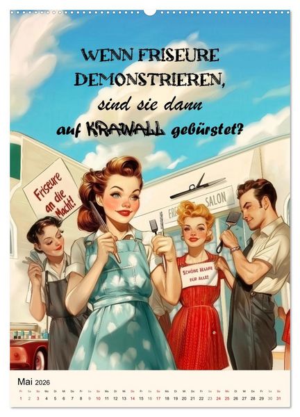 Produktbild: Friseurspr&uuml;che, Spa&szlig; rund um Frisuren, Kamm und Schere (hochwertiger Premium Wandkalender 2026 DIN A2 hoch), Kunstdruck in Hochglanz