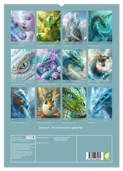 Produktbild: Drachen - Im Fantasieland gesichtet (hochwertiger Premium Wandkalender 2026 DIN A2 hoch), Kunstdruck in Hochglanz