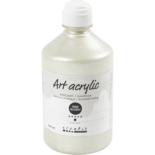 Produktbild: Creativ Company Acrylfarbe, Mattgl&auml;nzend, Deckend, Perlsilber, 500 ml/ 1 Fl.