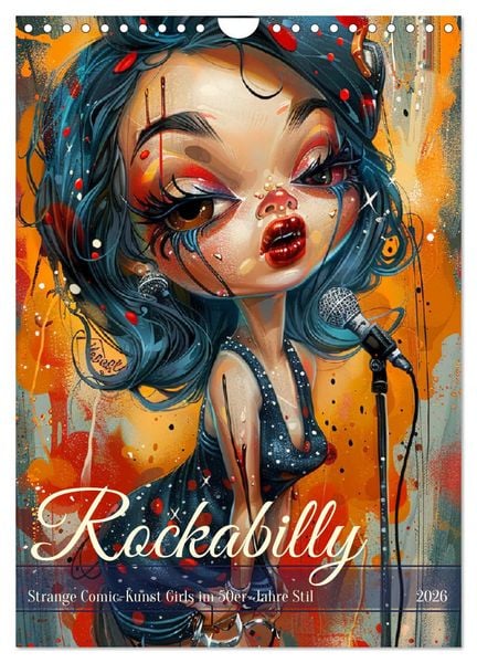 Produktbild: Rockabilly. Strange Comic-Kunst Girls im 50er-Jahre Stil (Wandkalender 2026 DIN A4 hoch), CALVENDO Monatskalender