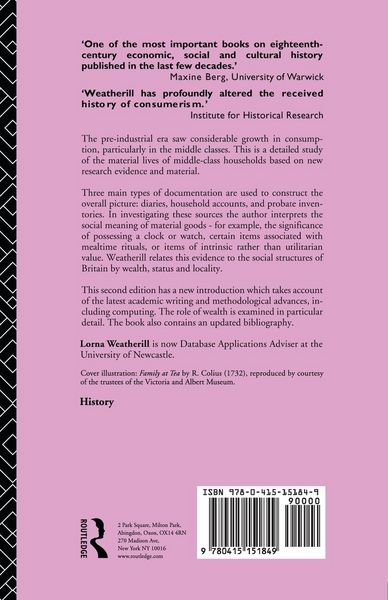 Produktbild: Consumer Behaviour and Material Culture in Britain, 1660-1760