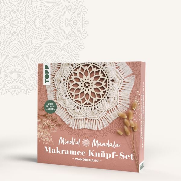 Produktbild: Mindful Mandala - Makramee-Kn&uuml;pf-Set: Wandbehang. Mit Anleitung und Material zum Selberkn&uuml;pfen