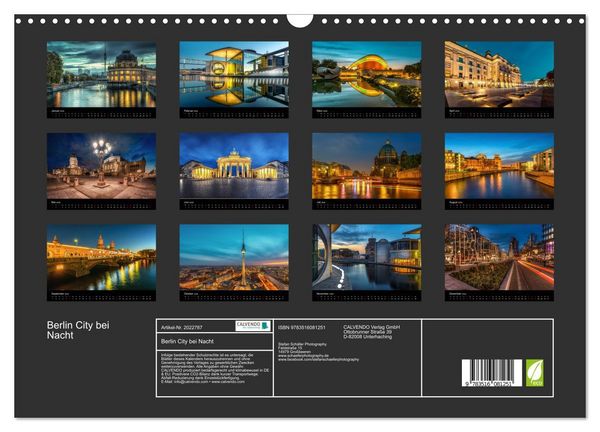 Produktbild: Berlin City bei Nacht (Wandkalender 2026 DIN A3 quer), CALVENDO Monatskalender