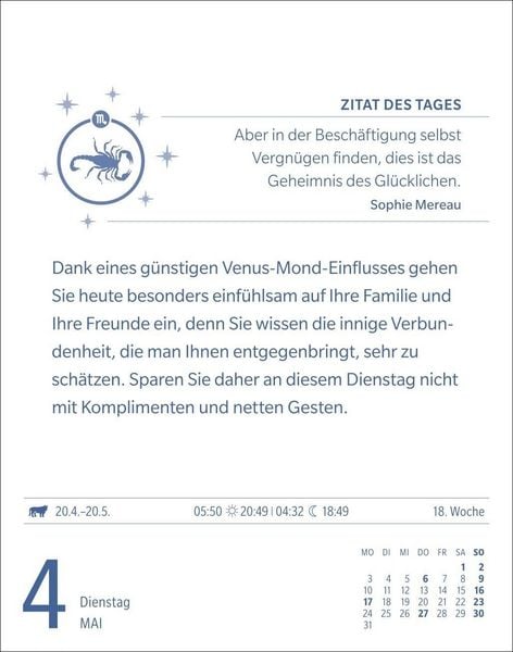 Produktbild: Skorpion Sternzeichenkalender 2027 - Tagesabrei&szlig;kalender - Ihr Horoskop f&uuml;r jeden Tag