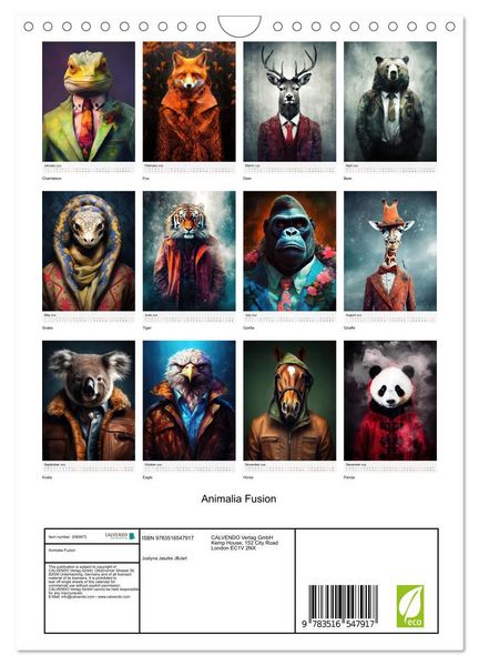 Produktbild: Animalia Fusion (Wall Calendar 2026 DIN A4 portrait), CALVENDO 12 Month Wall Calendar