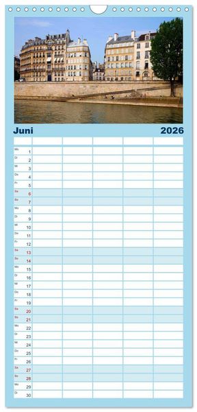 Produktbild: Familienplaner 2026 - Paris mit 5 Spalten (Wandkalender, 21 x 45 cm) CALVENDO