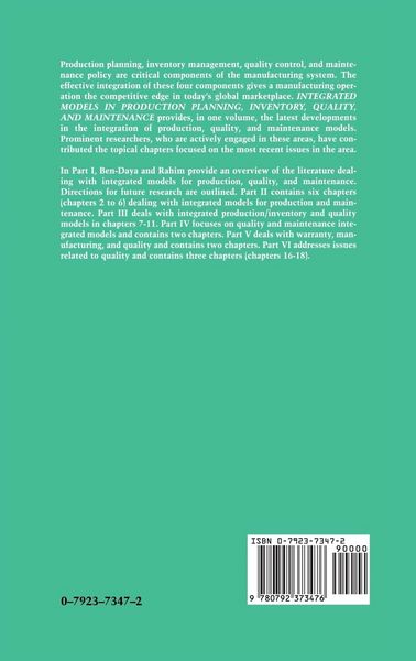 Produktbild: Integrated Models in Production Planning, Inventory, Quality, and Maintenance